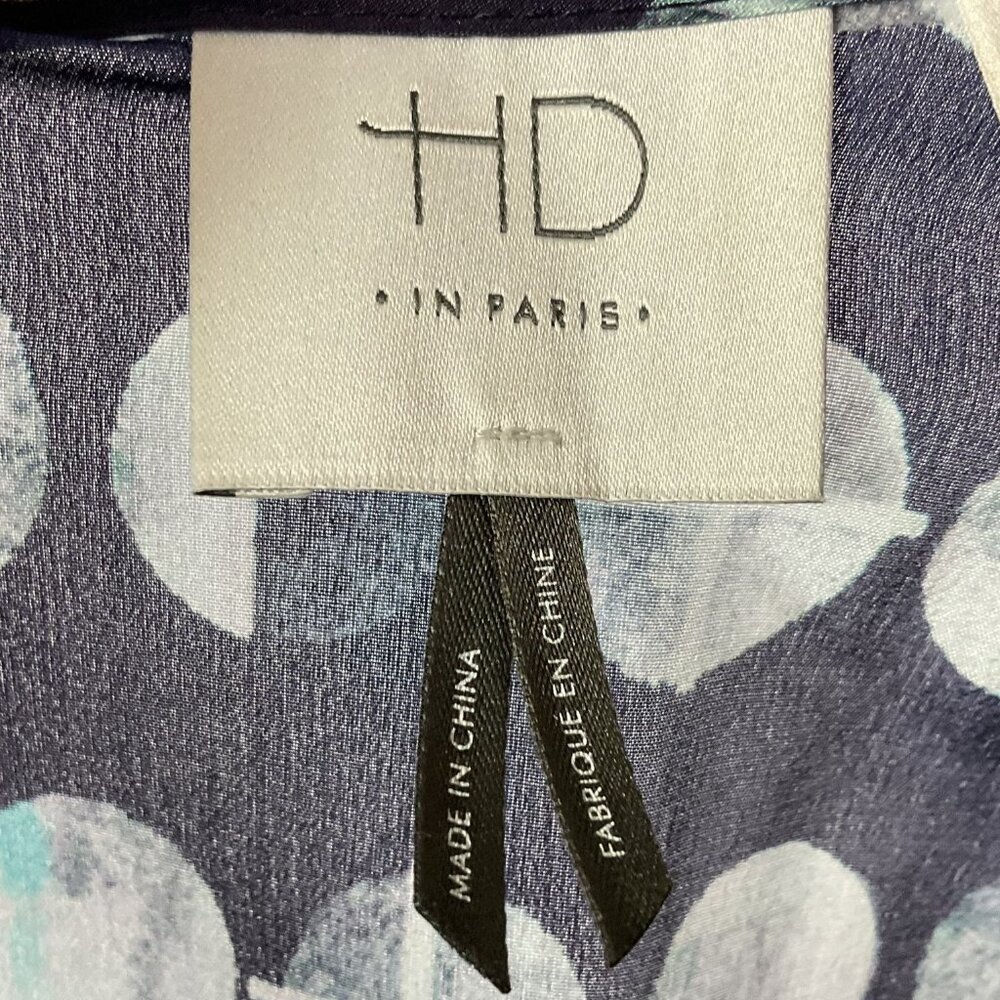 Anthropologie HD In Paris Moon Phase Silk Blouse XS Blue 100% Silk Top - Picture 7 of 10